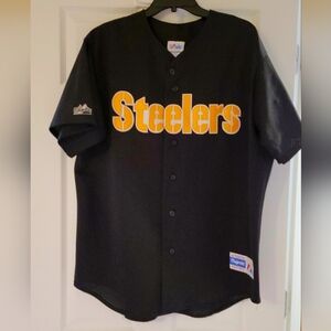Black Steelers Button-Up Majestic Jersey
